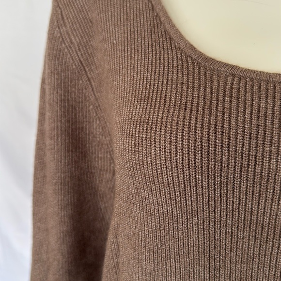 Anthropologie Taupe Open-Back Knit Top - Picture 4 of 7